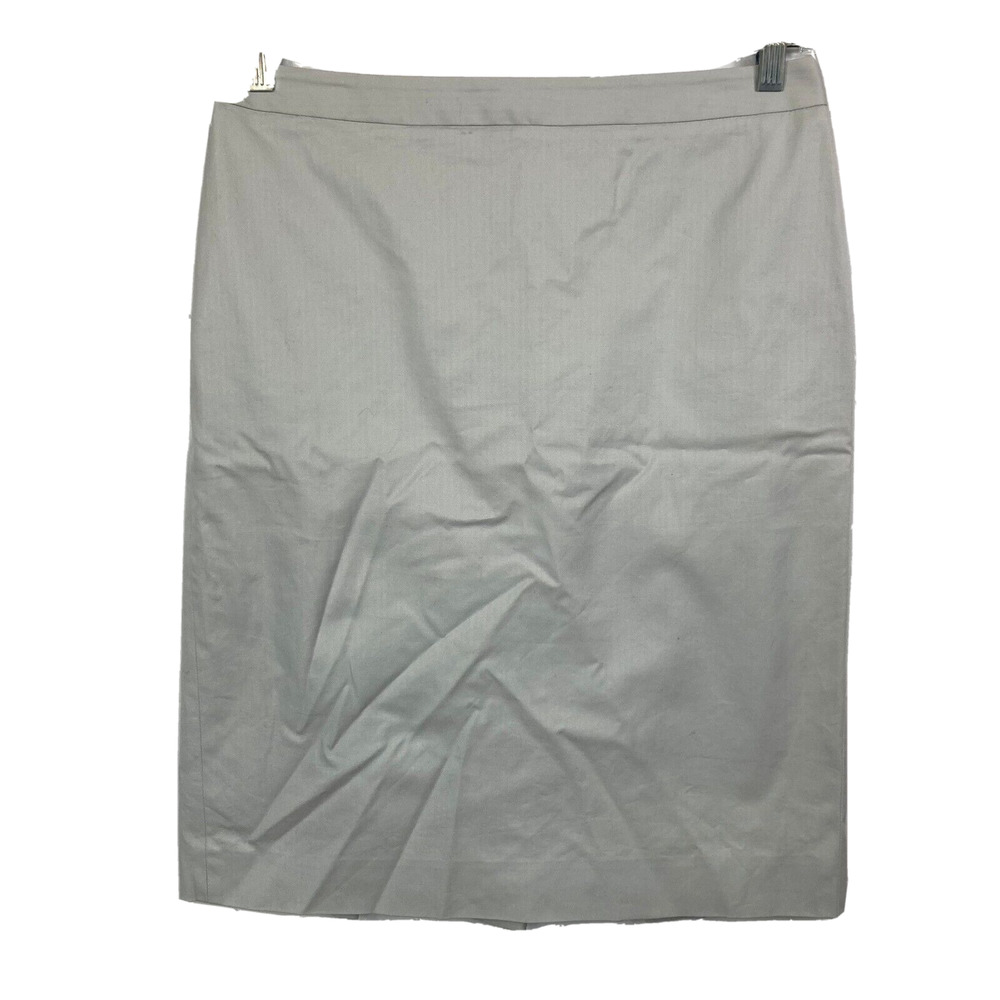 J. Crew‎ Skirt Womens Sz 8 Gray Cotton Stretch Twill Slit Back Pencil Lined